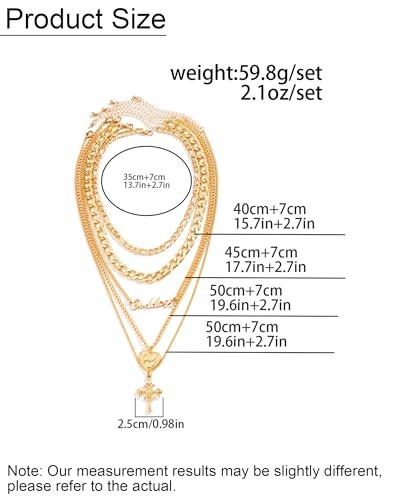 Gold Layered Necklaces for Women Chunky Layered Gold Necklaces Stacked Paperclip Chain Pearl Necklace Herringbone Toggle Clasp Choker Trendy Statement Jewelry Gifts - color: B1:gold layered necklaces