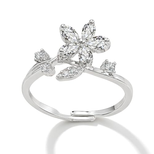 Fall Gold Plated Knuckle Ring Trendy Zircon Crystal Jewelry with Maple Leaf Design Vintage Stackable Joint Finger Ornament Simple Cute Open Twist Ring for Women Daily Wear - color: Silver