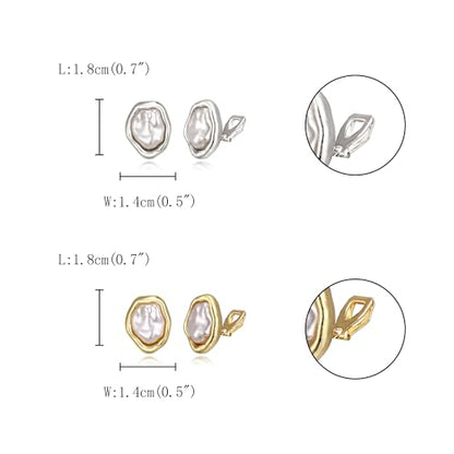 FANZE 2 Pairs Matte Gold Sliver Clip on Earrings for Women No Piercing | No Piercing Button Earring Comfortable Fashion Jewelry Gift - color: Set-12