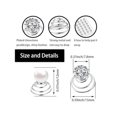 50 Pieces Crystal Twisters Spiral Set Bridal Rhinestone Gems Hair Pins Silver Coil Hair Gems Hair Clips for Wedding Party Prom with Clear Box for Women Girls Party Gift(Diamond and Pearl Style) - color: Pearl and Diamond