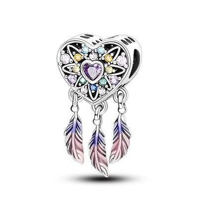 HONGRUI 925 Sterling Silver Charm for Bracelets Fashion Women Jewelry Gift - color: Purple Dream Catcher