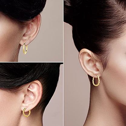 Wgoud 6 Pairs Chunky Gold Hoop Earrings for Women, 14K Gold Plated Hoop Earrings Hypoallergenic, Thick Lightweight Twisted Huggie Hoops Earring Set for Women’s Jewelry GIfts - color: 6 Pairs Gold