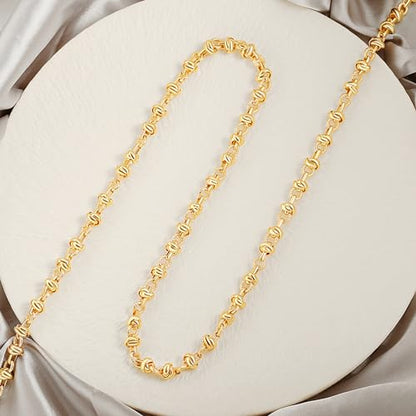 Aobei Pearl 18K Gold or Platinum Long Chain Necklace for Women Chunky Statement Chain Link Necklace Adjustable Geometric Open Chain Layering Jewelry - color: 18K Gold Plated Knotted Chain