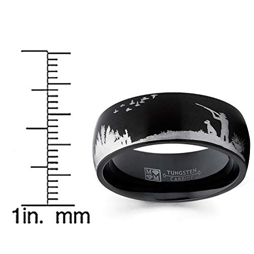 Metal Masters Co. Men's Black Tungsten Carbide Ring Wedding Band Bird Duck Hunting Outdoor Ring 8mm
