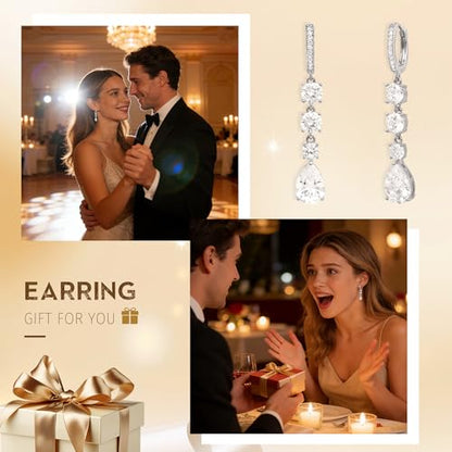 Sonateomber Christmas Tree Dangle Small Gold Hoop Earrings for Women, Cute Sparkly CZ Rhinestone Maple Clover Leaf Drop Earings Thanksgiving Holiday Accessories Fashion Jewelry Gift - color: Silver Teardrop