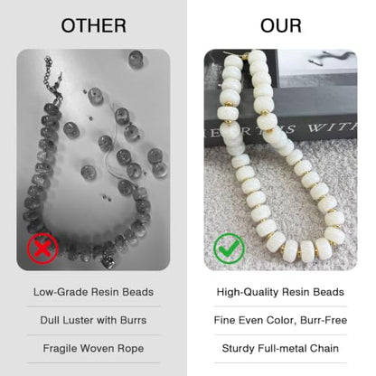 Colorful Chunky Resin Beaded Choker Necklaces for Women | Multicolor Beads, Sturdy Metal Chain, Adjustable, Detachable, Lightweight, Summer Beach Boho, Trendy Statement Jewelry Gift - color: Cream