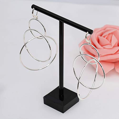 Dangle Hoop Earrings for Women, 14k Gold/Silver Plated High Polished Cute & Aesthetic Earrings for Women - color: Silver-03