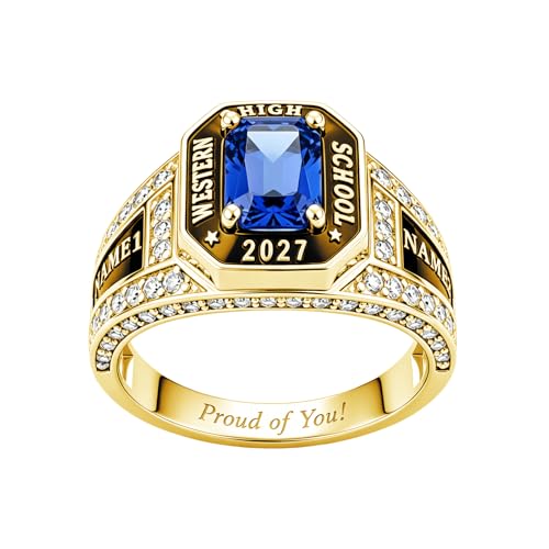 ROMANTICWORK Class Rings for Women High School 925 Sterling Silver Customizable Engraved Rings for Women Graduation Ring Size 4 to 16 Jewelry Gifts for Sisters Friends - color: Class Ring for Women 08