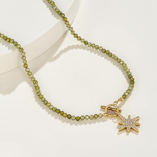 KissYan Beaded Choker Necklace for Women, Colorful Natural Gemstones Pearl Choker 14K Gold Plated Pendant Healing Crystal Necklace Handmade Stone Jewelry Gift | 14K Gold Plated Pendant Necklaces, Natural Gemstones Pearl Choker, Healing Crystal Chain, Hand