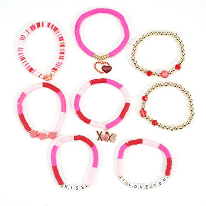 Twinfree Bohemia Beaded Bracelet for Women, Polymer Clay Stretch Bracelets - color: color 55