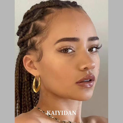 2 Pairs Gold/Silver Hoop Earrings For Women Set Trendy,14K Plated Gold Chunky Huggie Hoop Earings Pack,Oval Twisted Statement Silver Hoops,Fashion Jewelry Gift - color: 6) chunky hoop