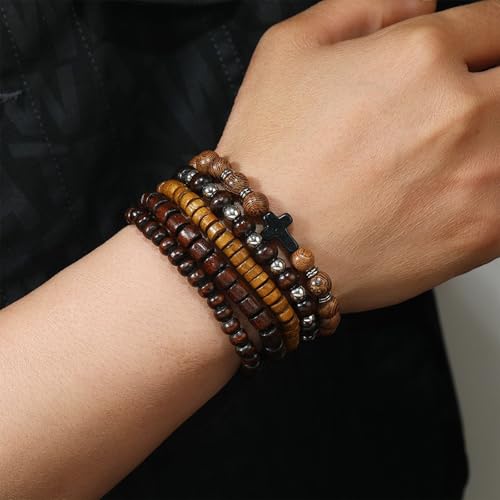 Wood Bead Necklace Africa Wooden Chain Statement Unisex Chunky Necklaces - color: 5 Wooden bracelet