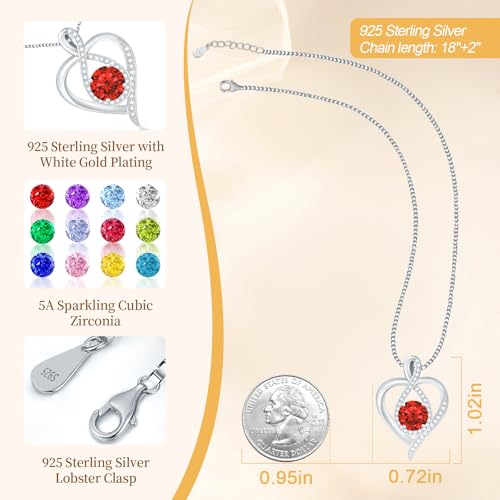 925 Sterling Silver Infinity Heart Necklace for Women, Rhodium Plated Cubic Zirconia Pendant Gift for Girlfriend Wife Mom - Anniversary Valentine's Day Birthday Present with Elegant Gift Box - color: Silver-07-Jul
