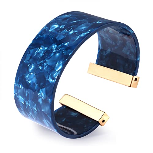 FAERLIIRY Cuff Bracelet for Women Acrylic Resin Bracelets Statement Bangle Bracelet Adjustable Bracelet Wide Chunky Bracelets for Women - color: Blue