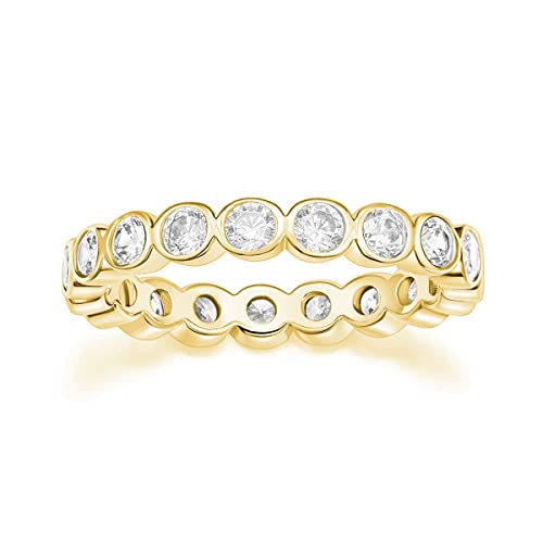 Mameloly 3.8mm Wedding Bands for Women Cubic Zirconia Full Eternity Stackable Engagement Promise Rings for Her Size 3-12 - color: 14K Gold Plated