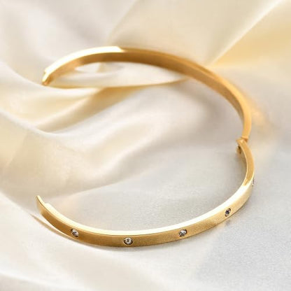 MYNENEY Womens Bracelets Stainless Steel Pave Cubic Zironia Stackable - color: 4mm-Crystal Gold, size: 7 Inch