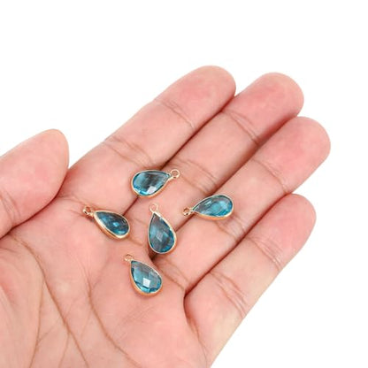 PATIKIL Birthstone Charm Beads Drop Pendant, Handmade Birthstone for Personalized Earrings Bracelet Necklace - color: Light Blue, size: 0.63" x 0.31"