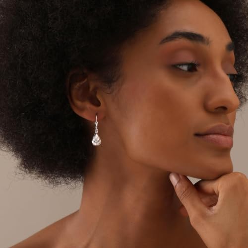 LeCalla 925 Sterling Silver Leverback Drop Earrings | Lightweight Italian Teardrop Dangle Earring for Women - color: Oval Shape Drop