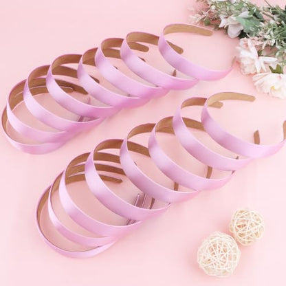 Wecoe Satin Headbands, 16 Pcs 1 Inch Hair Bands for Women & Girls(Set I) | Great for daily wear, festive looks & DIY crafts - color: Set I