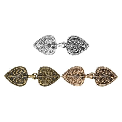 PATIKIL 3Pcs Vintage Cloak Clasps, Sweater Clips Women Collar Clip for Women Clothing Sweater Shawl Scarf Cardigan accessories Retro Cinch Brooch, Gold/Silver/Copper Tone(2.4x0.8Inch)