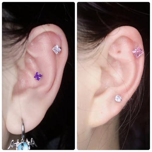 20G 18G 16G Threadless Lip Labret Medusa Monroe Nose Piercing Jewelry Surgical Steel Snake Bites Lip Rings Flat Back Push in Cartilage Tragus Helix Conch Earring Stud 6mm 7mm 8mm 10mm Bars - color: Silver-16G（1.2mm)-6/7/8/10mm Bars-3mm CZ