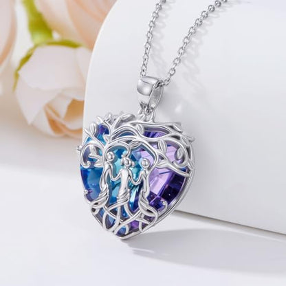 925 Sterling Silver Necklace Gifts for Women Crystal/Opal Jewelry Pendant Christmas Birthday Gift - style: Sister-A