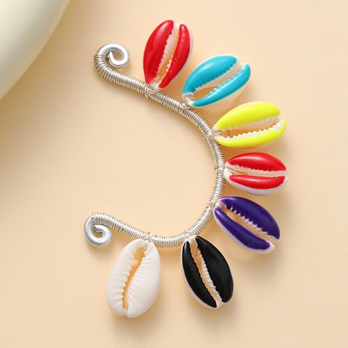 Wellike Gold Ear Cuffs For Women Non Piercing Single Clip On Earrings 18k Gold/Silver Plated Handmade Cuff Earrings Hypoallergenic Waterdrop Cowrie Shell Jewelry - color: KKWE583-R-S