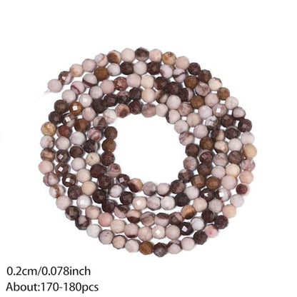 180pcs 2mm Natural Australian Zebra Gemstone Beads Faceted Round Loose Stone Beads for Jewelry Making - color: Australian Zebra, size: 1.9-2.4mm