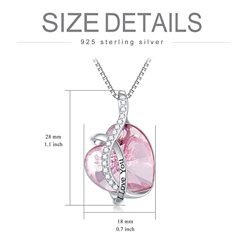 AOBOCO I Love You Sterling Silver 12 Birthstone Heart Pendant Necklace Embellished with Crystals from Austria, Mother's Day Anniversary Birthday Jewelry Christmas Gifts for Women Grandma Nana - color: K-October