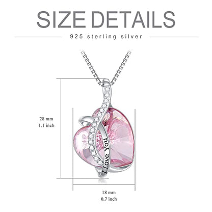 AOBOCO I Love You Sterling Silver 12 Birthstone Heart Pendant Necklace Embellished with Crystals from Austria, Mother's Day Anniversary Birthday Jewelry Christmas Gifts for Women Grandma Nana - color: K-October