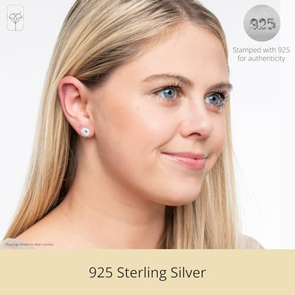 Sterling Silver Crystal Halo Stud Earrings - color: Clear