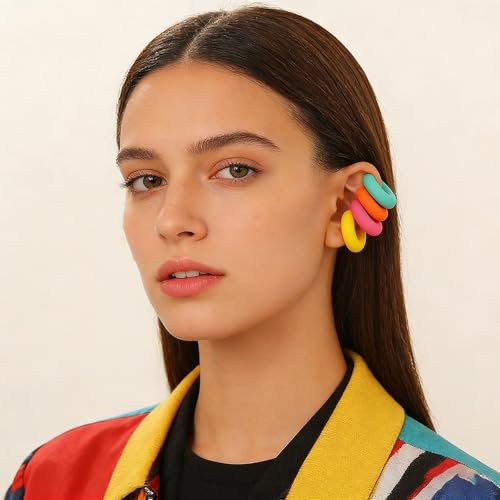 4pcs Chunky Gold Silver Ear Cuff Set for Women Punk Metallic Twist Non Piercing Clip Cuff Earrings Trendy Jewelry Set for Daily Party - style: style C