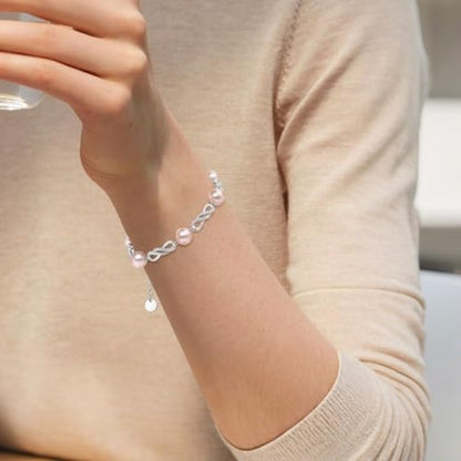 Pearl Bracelet 18K White Gold Plated Infinity Bracelet Jewelry for Women - color: pink
