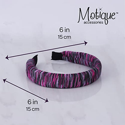 Padded Headband for Women for Women (Pink & Grey Stripe) - color: Striped Pink Grey