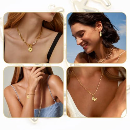 Shudyear Charms Letter Gold Bubble Alphabet A-Z Pendant for Jewelry Making DIY Bracelet Necklace Initial Charms - 18K Gold Bubble Letters for Custom Name Gifts Keychain Crafts