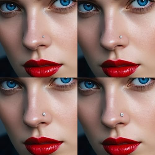 Stainless Steel 20G 18G Nose Rings Hoop and Nose Studs Sets Piercings Jewelry for Women and Men Hinged Clicker Segment Nose Rings Hoop Helix Cartilage Daith Tragus Sleeper Earrings