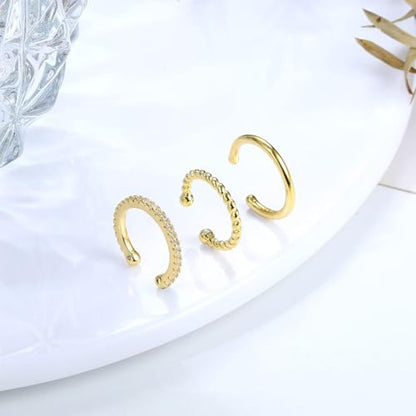 Ear Cuff Earrings for Women Trendy Non Piercing Hypoallergenic Cubic Zirconia Earrings Set Clip On Earrings Gifts - color: Gold