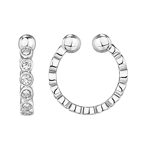 PAVOI 14K Gold Plated CZ Ear Cuff Earrings for Women, Clip On Cartilage | Hypoallergenic Huggie Ear Cuffs with Cubic Zirconia - style: Bezel