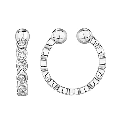 PAVOI 14K Gold Plated CZ Ear Cuff Earrings for Women, Clip On Cartilage | Hypoallergenic Huggie Ear Cuffs with Cubic Zirconia - style: Bezel