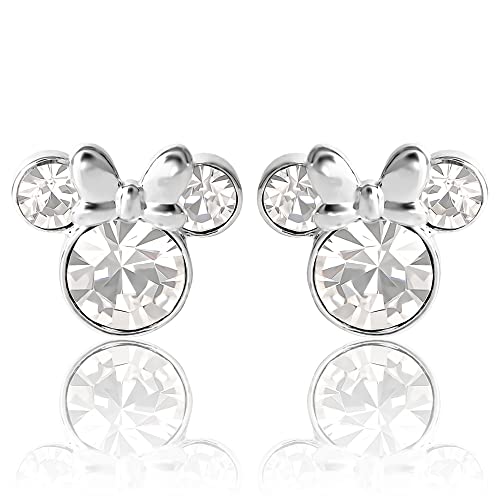Minnie Mouse Birthstone Stud Earrings Women | Birthstone Earrings for Women - color: April-Clear Crystal