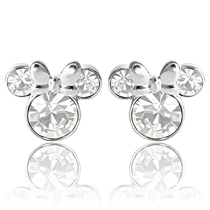 Minnie Mouse Birthstone Stud Earrings Women | Birthstone Earrings for Women - color: April-Clear Crystal