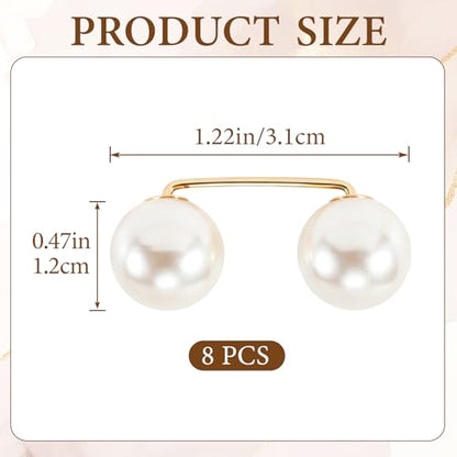 Pearl Brooches Pins, Faux Pearl Sweater Shawl Clip - color: Beige, 8pcs