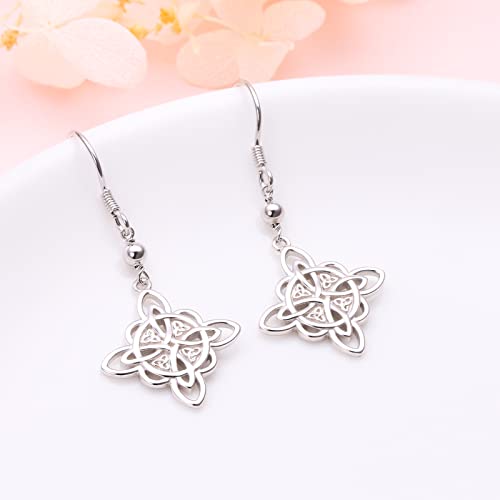 S925 Sterling Silver Celtic Knot Earrings for Women Irish Good Luck Drop Dangle Hook Earrings - style: Dangle Fish Hook - Witch's Knot