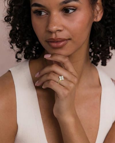 YeGieonr Gold Rings for Women Non tarnish Stainless Steel Womens Rings Dainty 18K Gold Plated Rings - color: Flower Chain Rings, size: 9