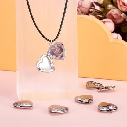 Elecrelive Locket Pendants Photo Frame Charms Memory Photo Charms Heart Locket Photo Frame Pendants - color: Silver