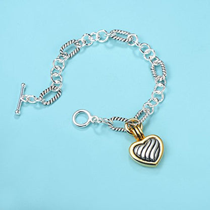 UNY JEWEL Jewelry Make a Statement with Foxtail Link Chain Bracelet Designer Brand Inspired Women Valentine - color: Twisted Cable Link Chain Heart