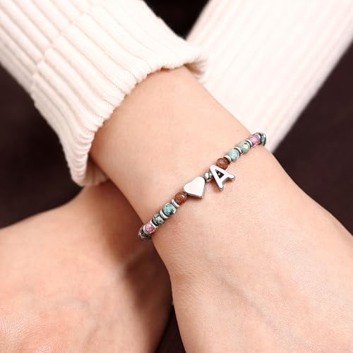 Heart Initial Bracelets for Teen Girls, Teen Girl Gifts Trendy Stuff, Christmas Stocking Stuffers for Kids, Unique Gifts for Teenage Girls on Birthday Graduation - style: 1 - A