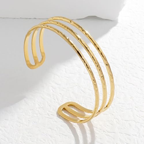 Multi-Layer Cuff Bracelet for Women Cross Wire Bracelets Open Wide Cuff Gold Bangle Bracelet - color: Gold 44
