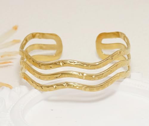 Multi-Layer Cuff Bracelet for Women Cross Wire Bracelets Open Wide Cuff Gold Bangle Bracelet - color: G