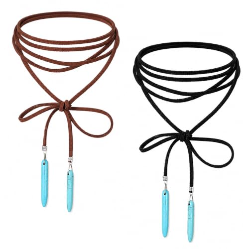 Red Choker Necklace for Women, Gothic Bow Velvet Choker, Sexy Long Wrap Rope Collar Tie Neck Chain with Gold Tube, Red Bow Tie Necklace Neck Accessories for Party Prom - color: Black, Brown